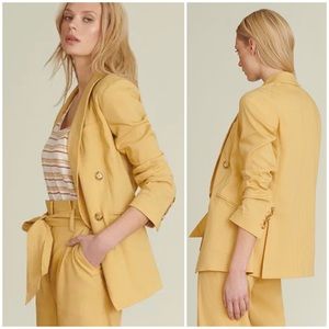 {Veronica Beard} Nisha Linen-Blend Oversized Double Breasted Blazer, Size 10